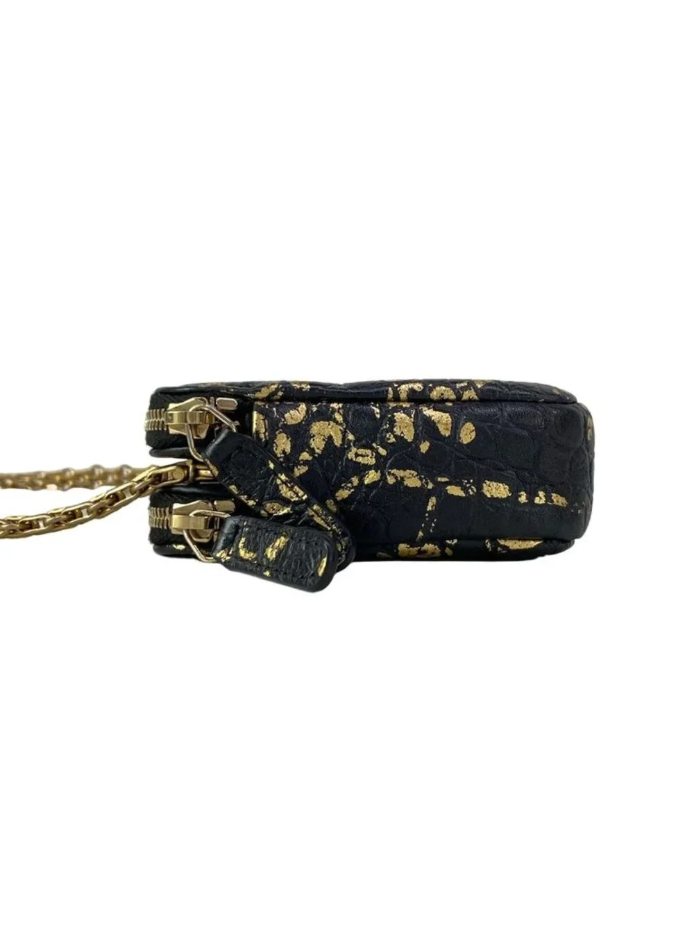 Chanel Wallet 2.55 Black Gold Chain Mademoiselle Vintage Double Zipper Shoulder